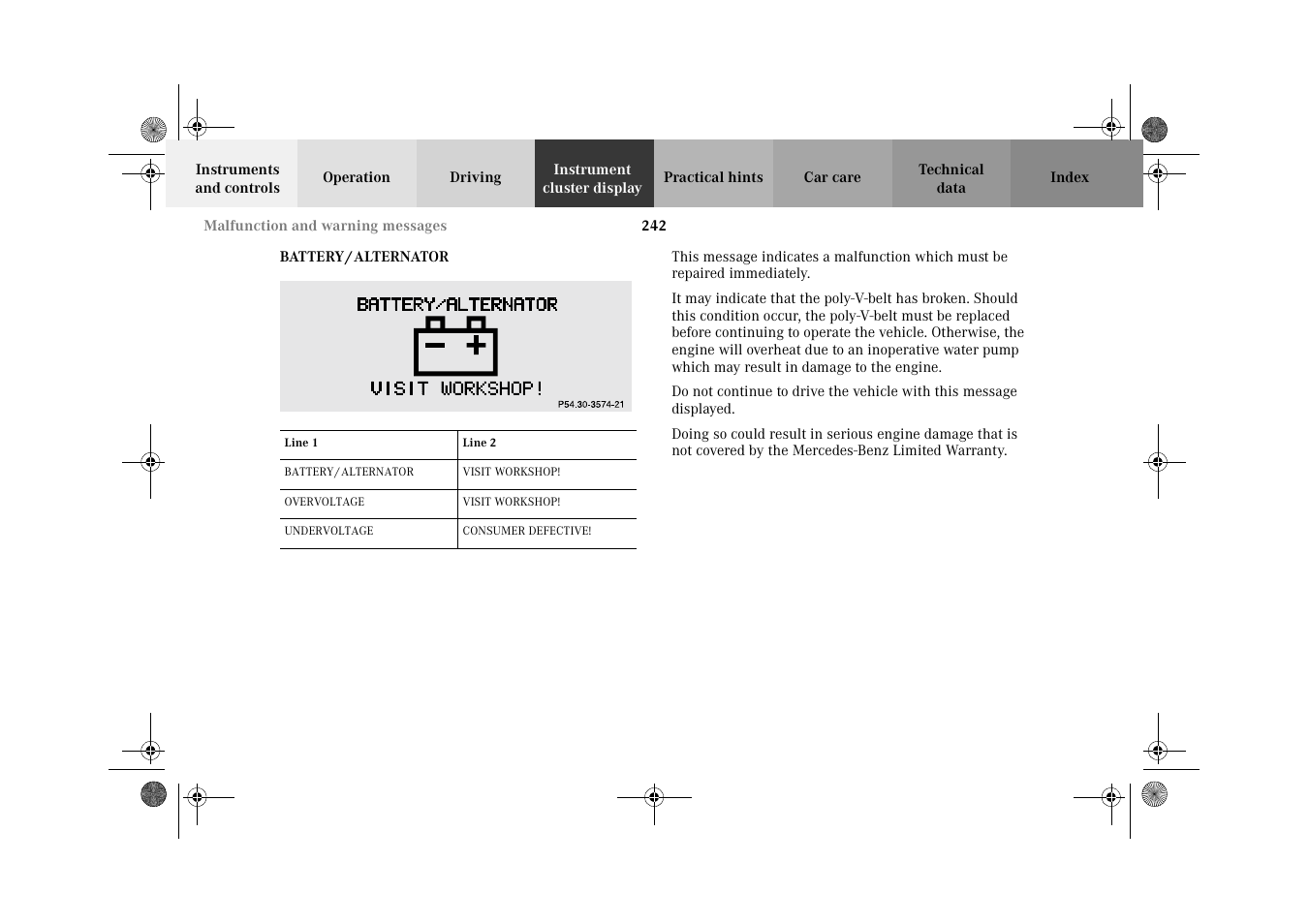 Battery / alternator | Mercedes-Benz 2002 E 55 AMG User Manual | Page 245 / 350