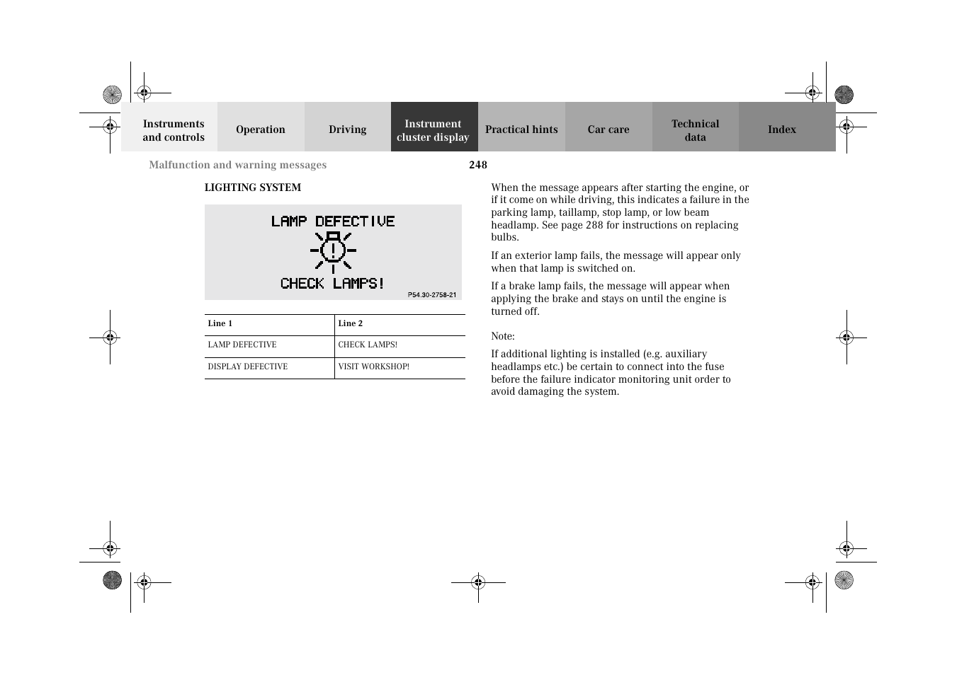 Lighting system | Mercedes-Benz 2002 E 55 AMG User Manual | Page 251 / 350