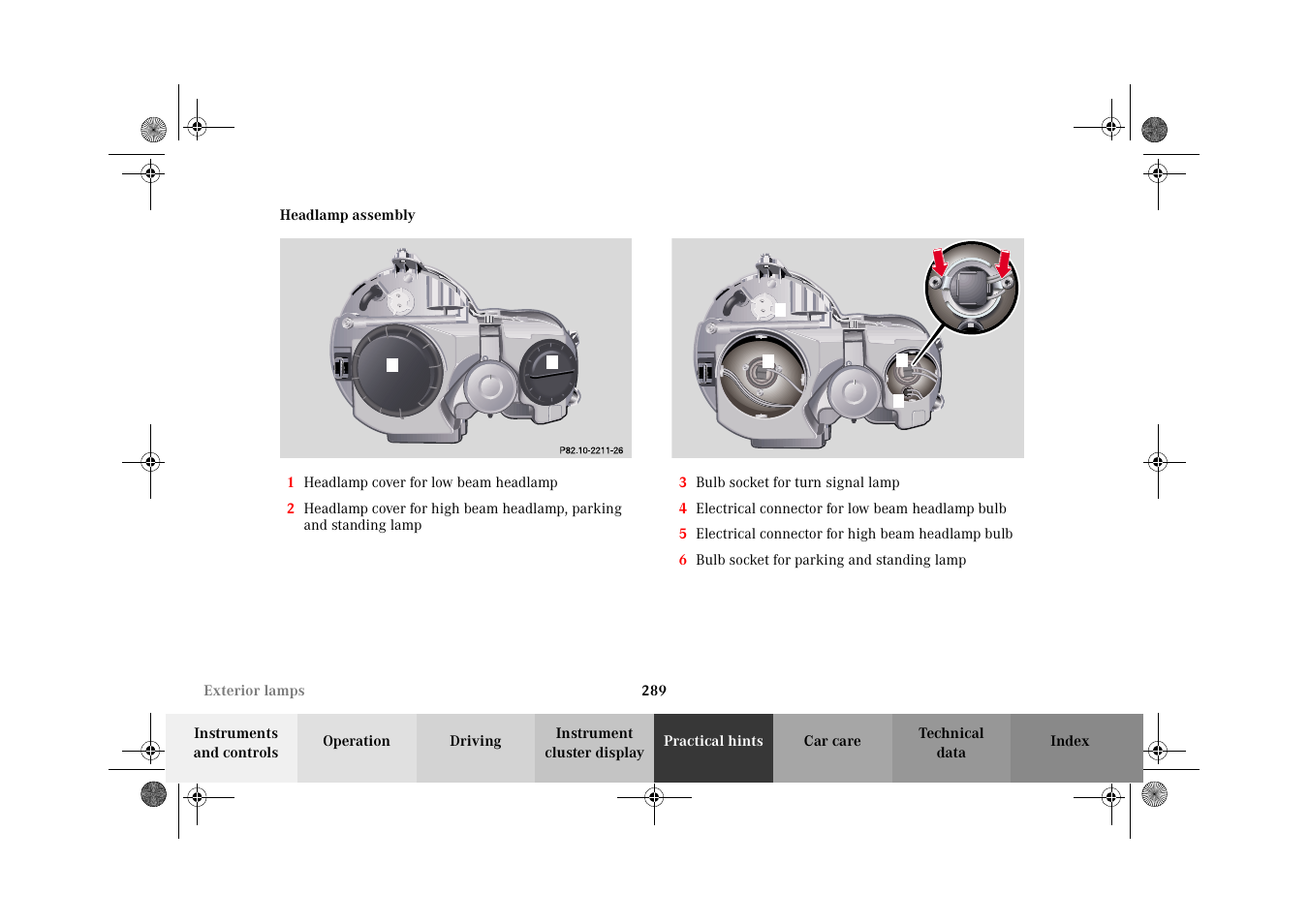 Headlamp assembly | Mercedes-Benz 2002 E 55 AMG User Manual | Page 292 / 350