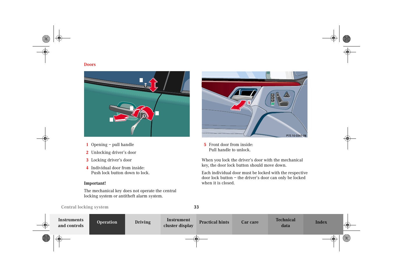 Doors | Mercedes-Benz 2002 E 55 AMG User Manual | Page 36 / 350