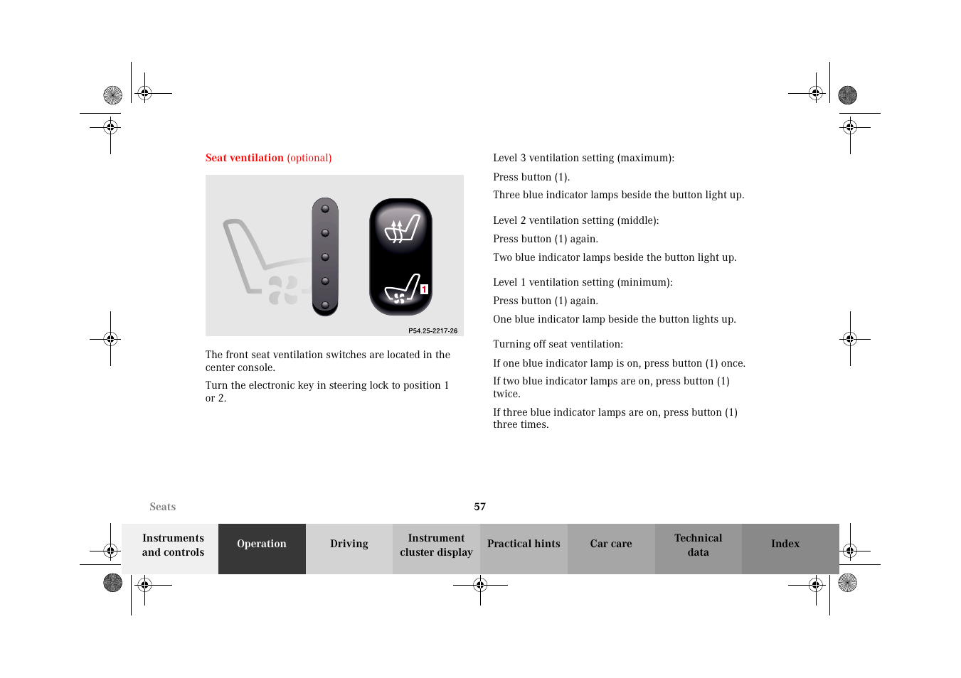 Seat ventilation | Mercedes-Benz 2002 E 55 AMG User Manual | Page 60 / 350