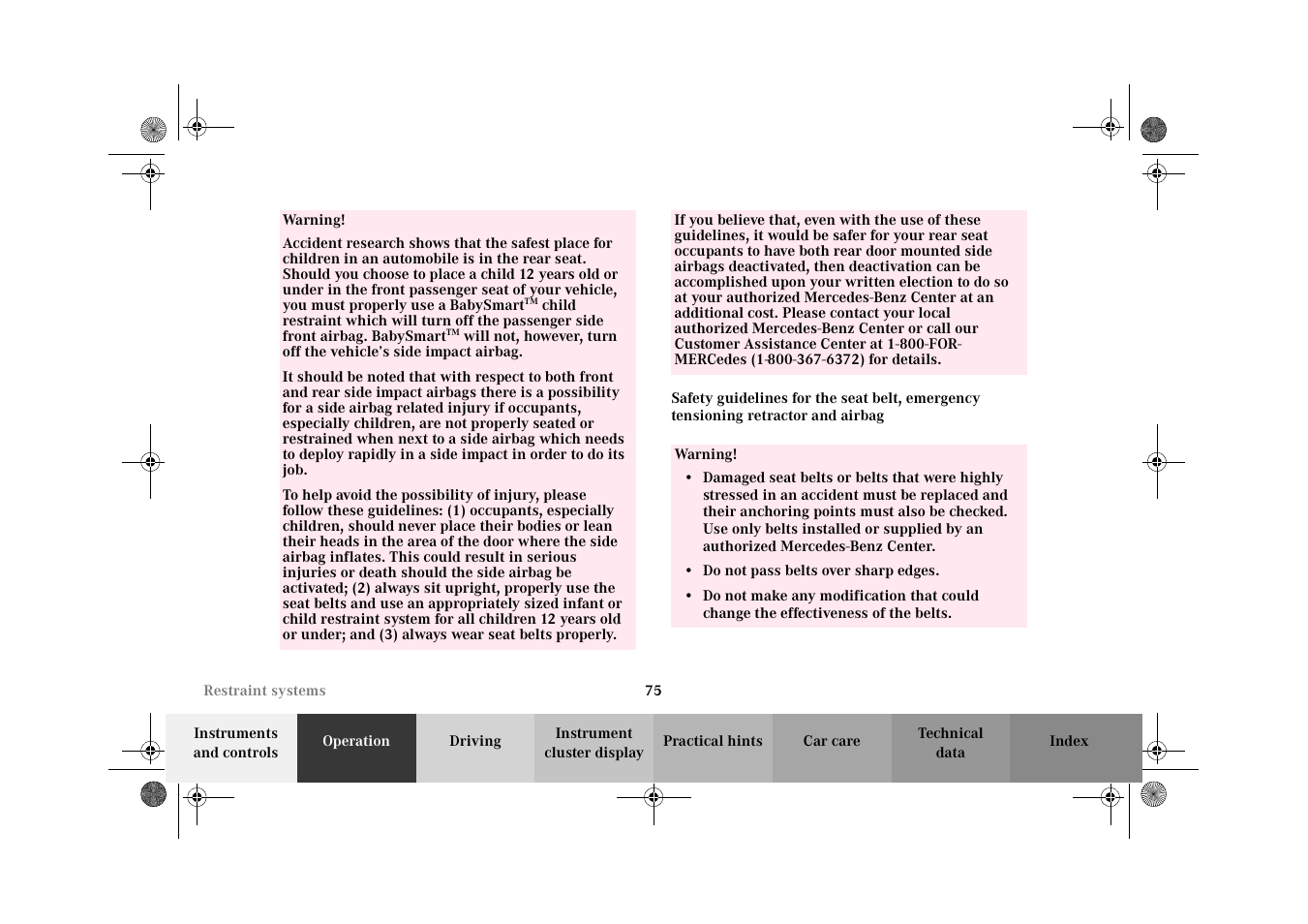 Safety guidelines for the seat belt, Emergency tensioning retractor and airbag | Mercedes-Benz 2002 E 55 AMG User Manual | Page 78 / 350