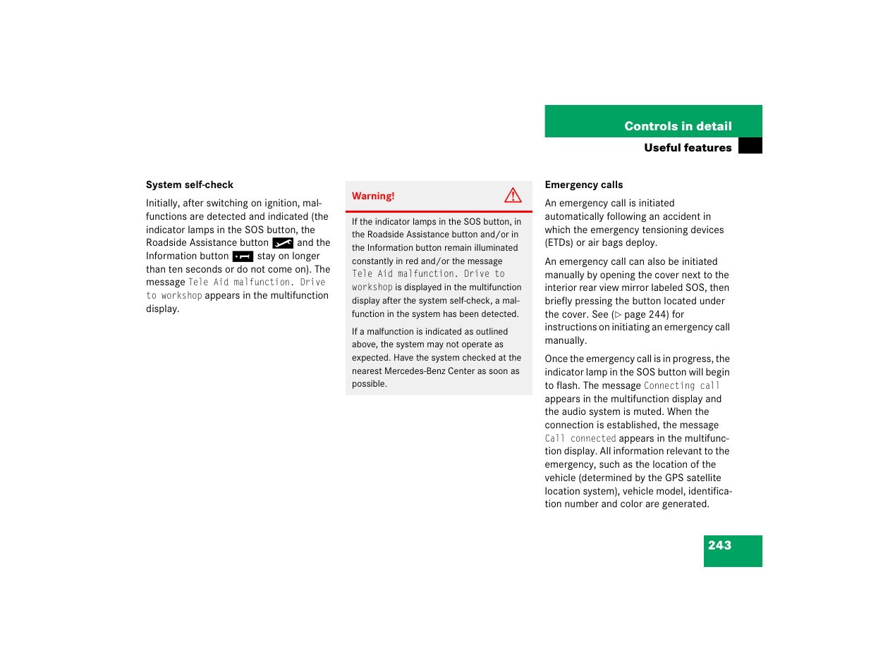 Mercedes-Benz 2005 C 240 4MATIC User Manual | Page 245 / 426
