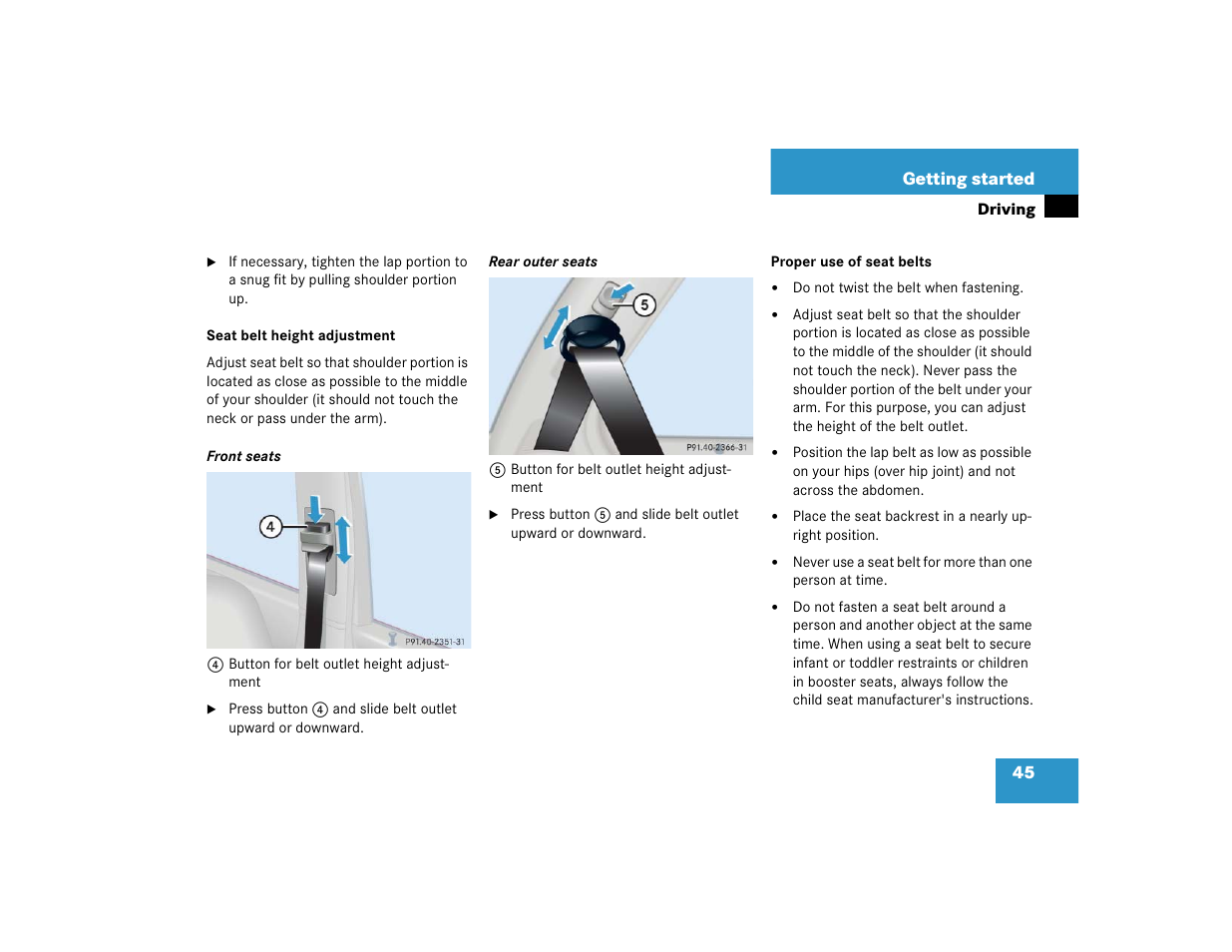 Mercedes-Benz 2005 C 240 4MATIC User Manual | Page 47 / 426