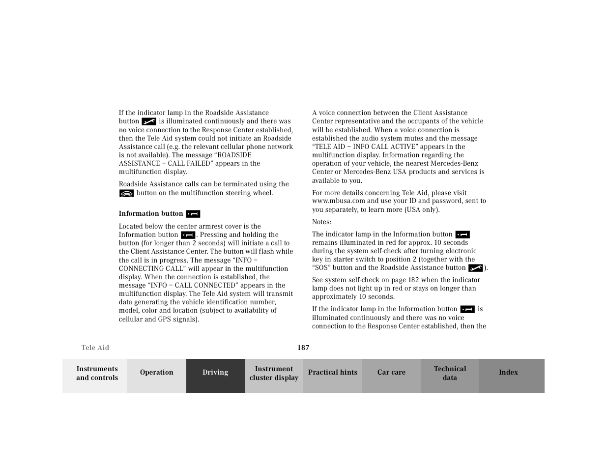 Mercedes-Benz 2001 CLK-Class Cabriolet User Manual | Page 190 / 341