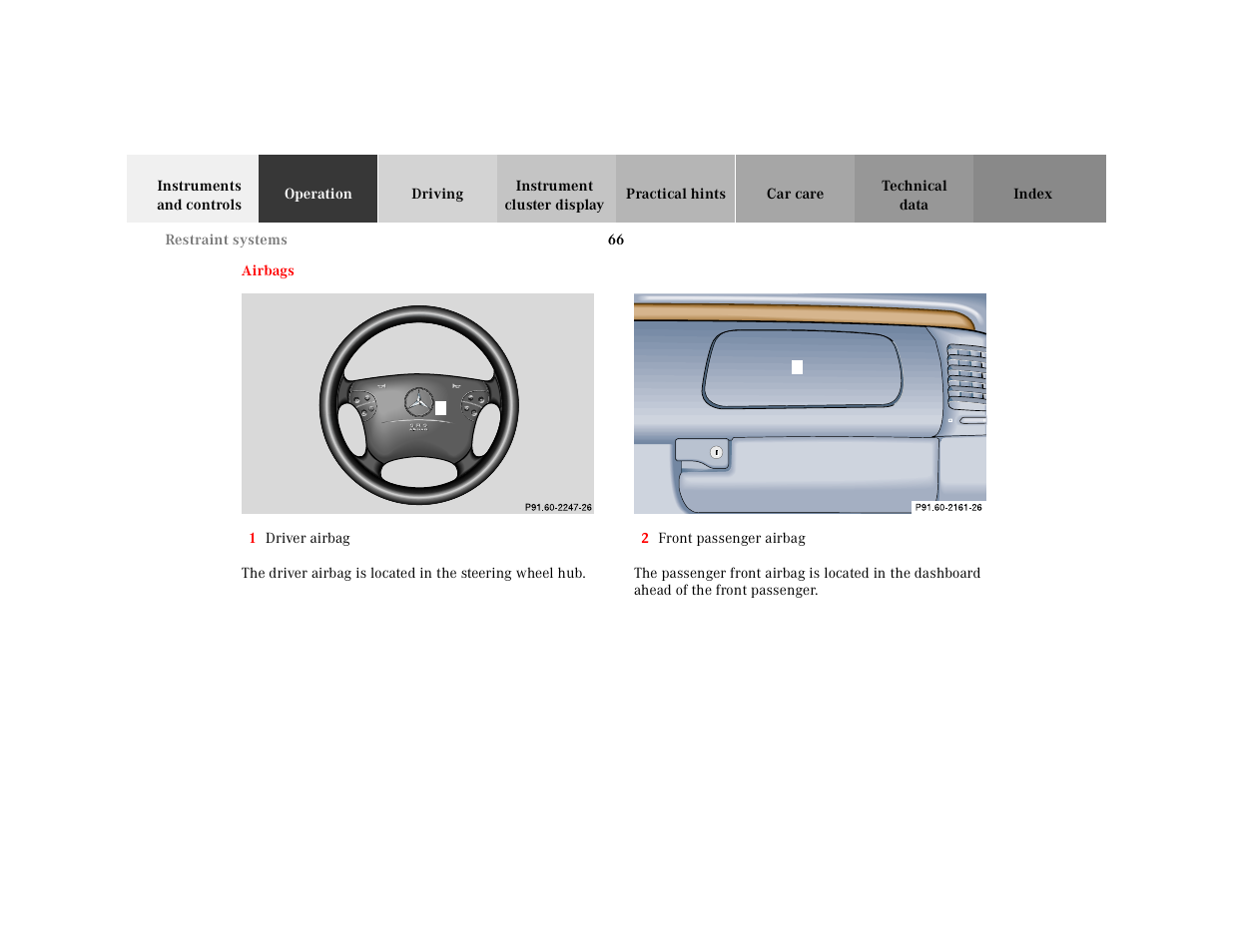 Airbags | Mercedes-Benz 2001 CLK-Class Cabriolet User Manual | Page 69 / 341