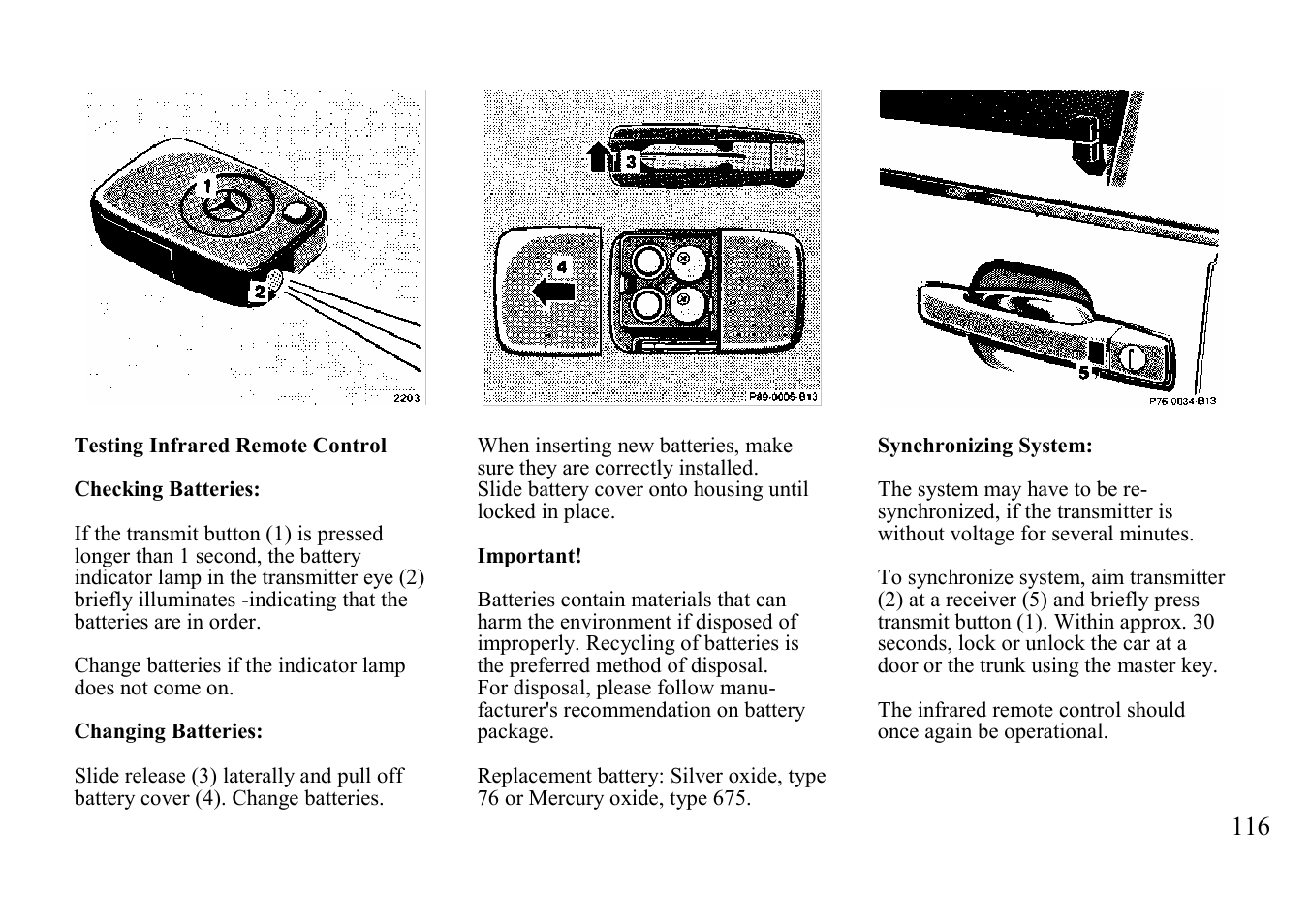 Testing infrared remote control | Mercedes-Benz BENZ-VEHICLES S 500 User Manual | Page 116 / 144