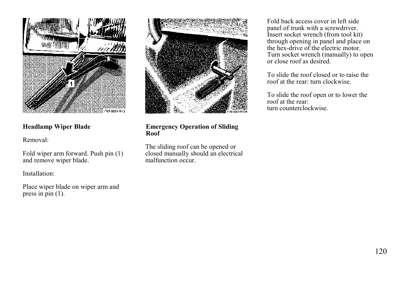 Emergency operation of sliding, Roof, Layout of poly-v-belt drive | Mercedes-Benz BENZ-VEHICLES S 500 User Manual | Page 120 / 144