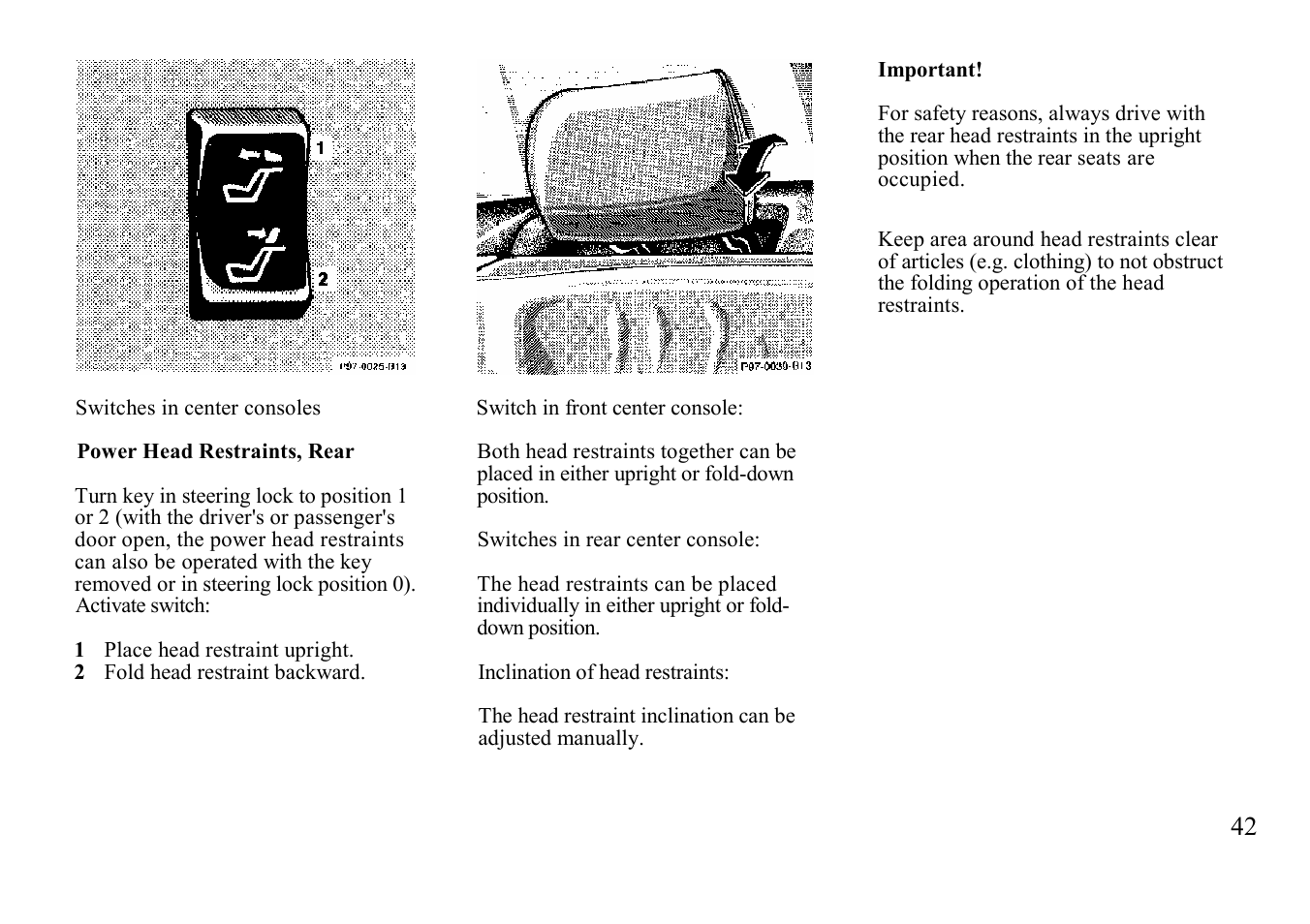 Power head restrains, rear | Mercedes-Benz BENZ-VEHICLES S 500 User Manual | Page 42 / 144