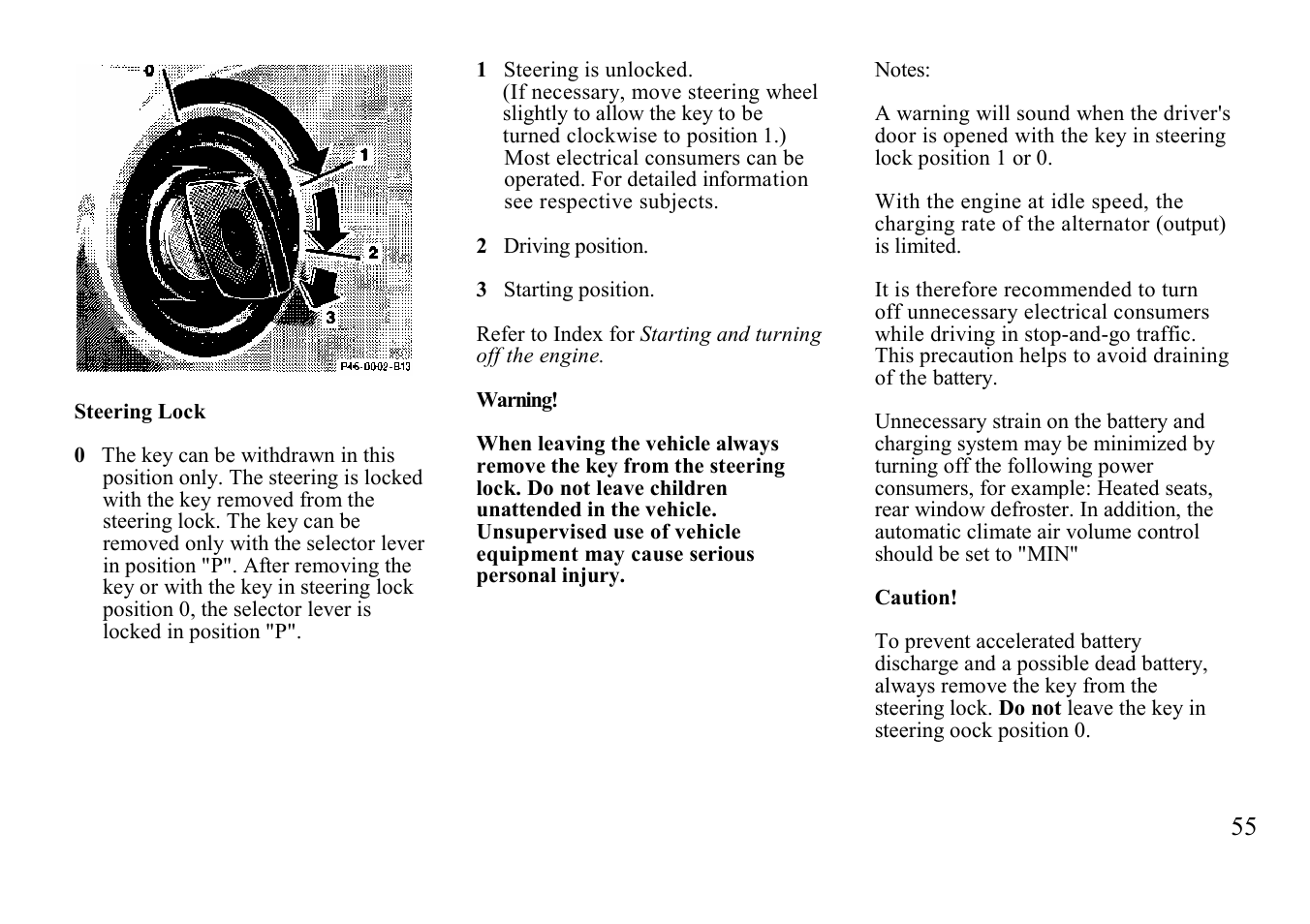 Steering lock | Mercedes-Benz BENZ-VEHICLES S 500 User Manual | Page 55 / 144