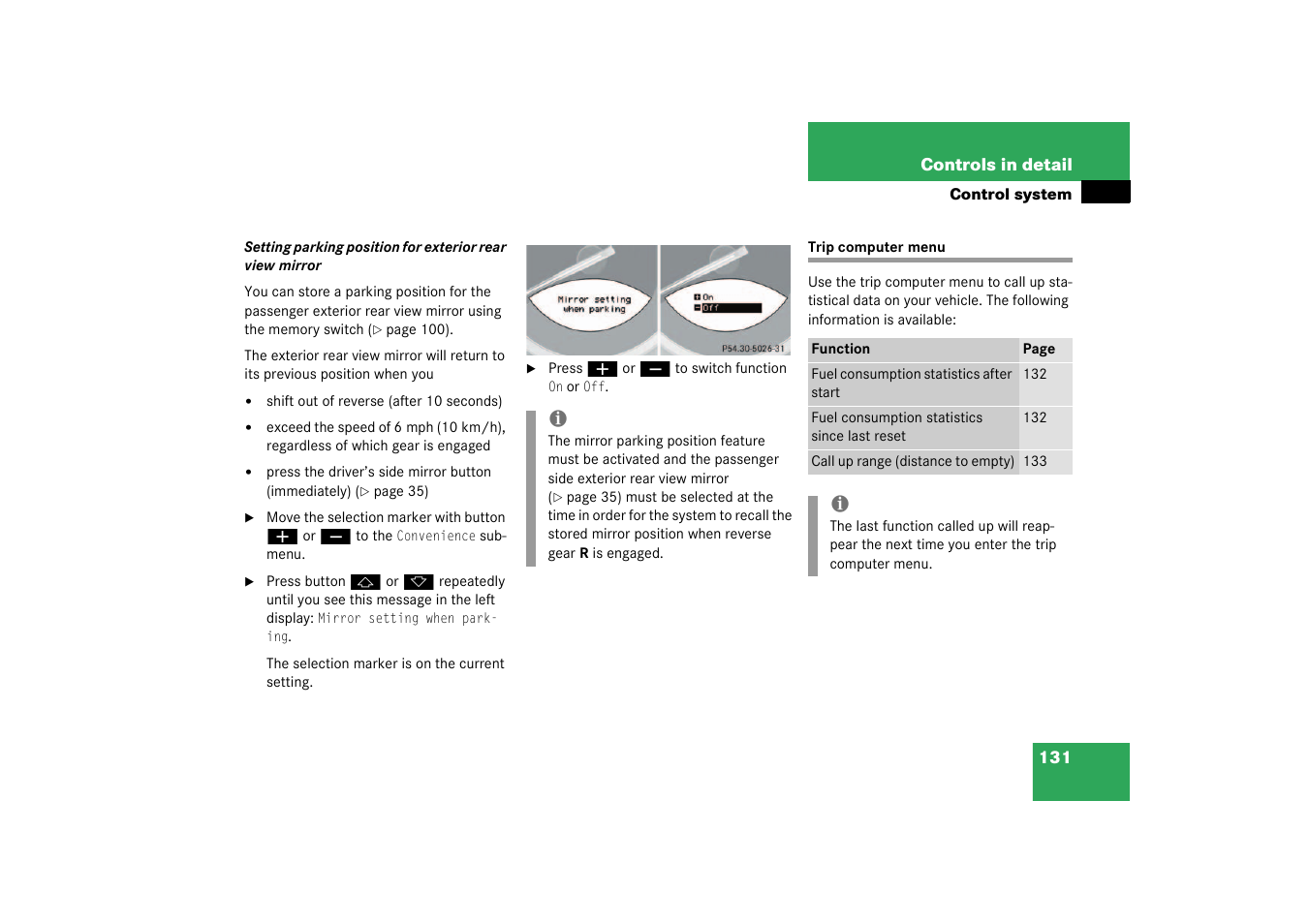 Trip computer menu | Mercedes-Benz 2003 SL 55 AMG User Manual | Page 131 / 376