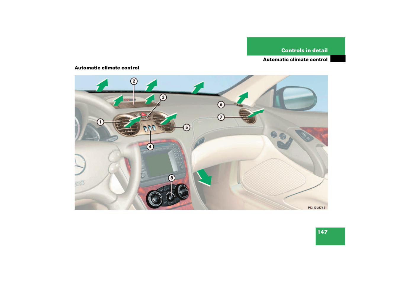 Automatic climate control | Mercedes-Benz 2003 SL 55 AMG User Manual | Page 147 / 376