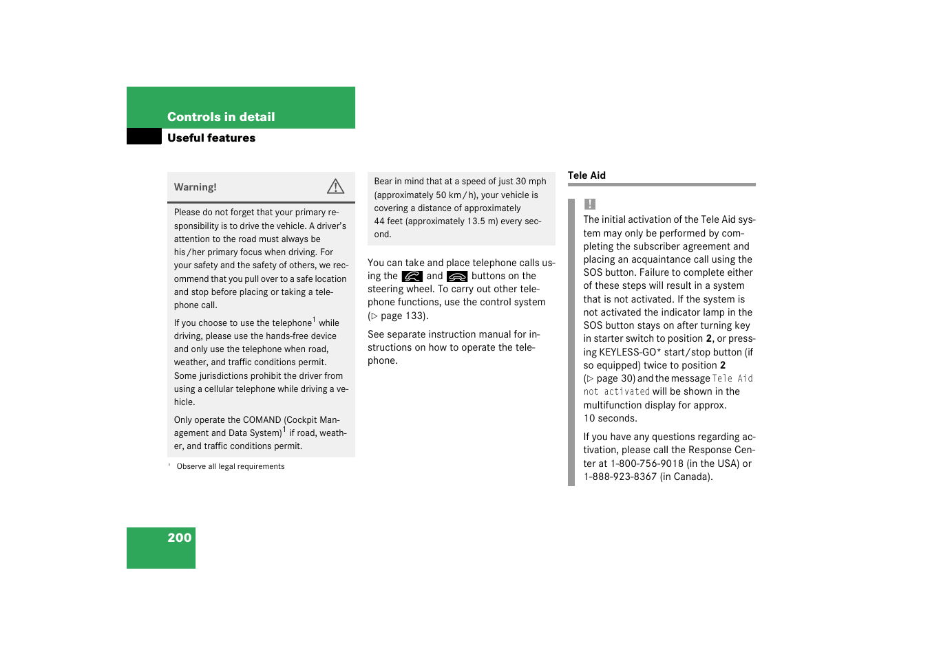 Tele aid | Mercedes-Benz 2003 SL 55 AMG User Manual | Page 200 / 376