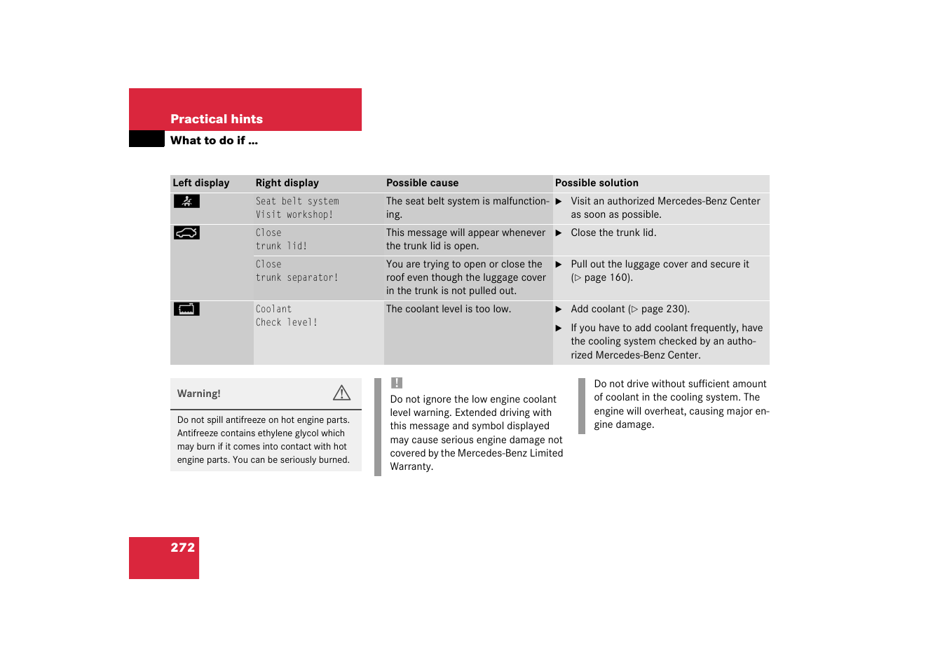 Mercedes-Benz 2003 SL 55 AMG User Manual | Page 272 / 376