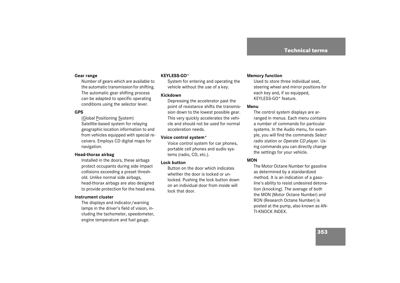 Mercedes-Benz 2003 SL 55 AMG User Manual | Page 353 / 376