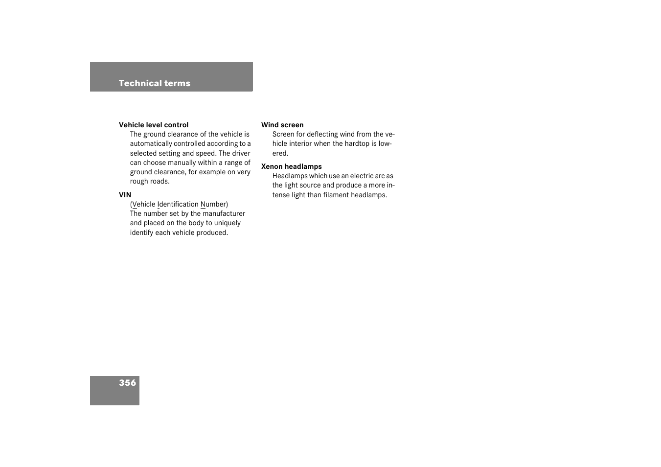 Mercedes-Benz 2003 SL 55 AMG User Manual | Page 356 / 376