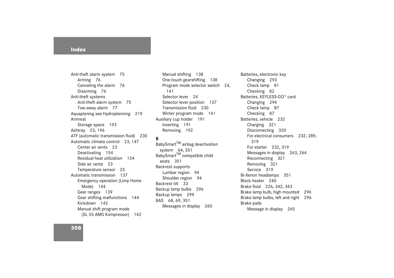 Mercedes-Benz 2003 SL 55 AMG User Manual | Page 358 / 376