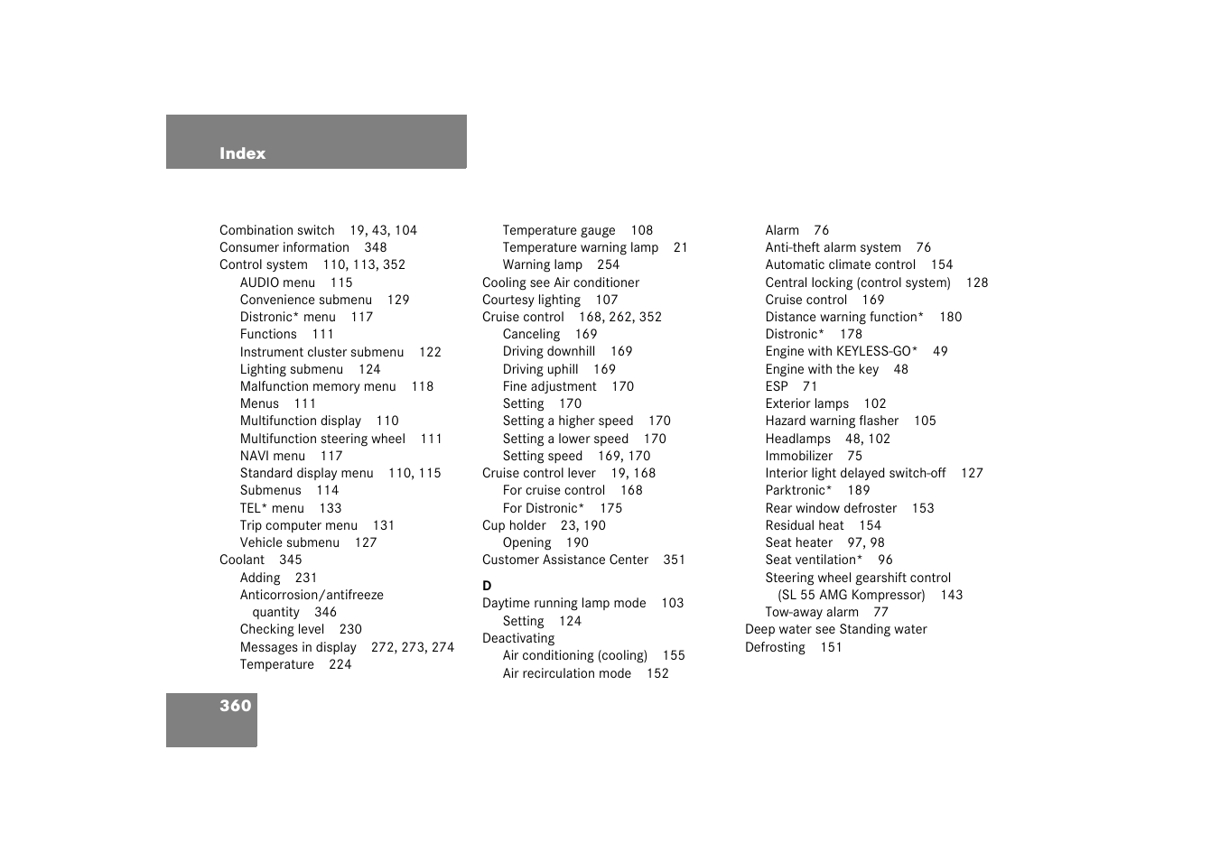 Mercedes-Benz 2003 SL 55 AMG User Manual | Page 360 / 376