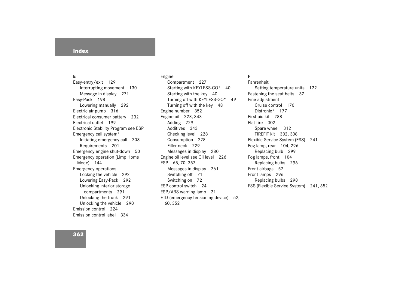 Mercedes-Benz 2003 SL 55 AMG User Manual | Page 362 / 376