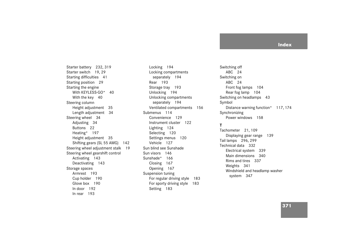 Mercedes-Benz 2003 SL 55 AMG User Manual | Page 371 / 376