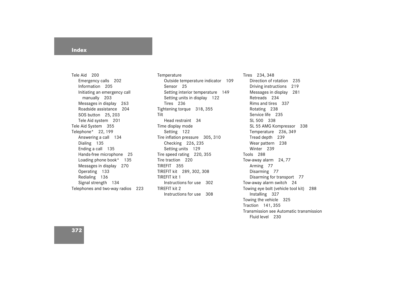 Mercedes-Benz 2003 SL 55 AMG User Manual | Page 372 / 376