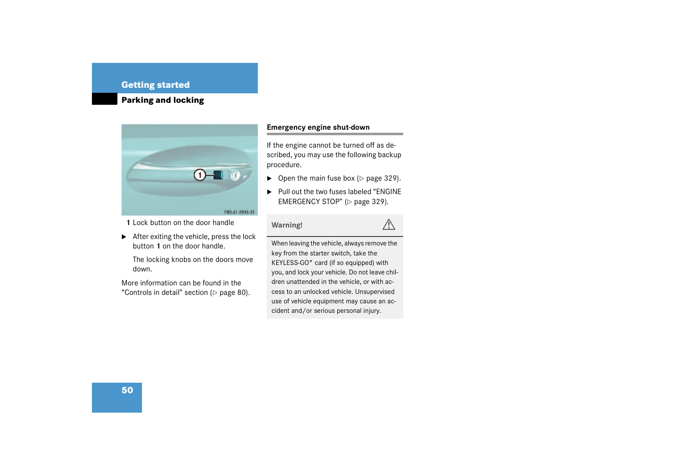 Emergency engine shut-down | Mercedes-Benz 2003 SL 55 AMG User Manual | Page 50 / 376