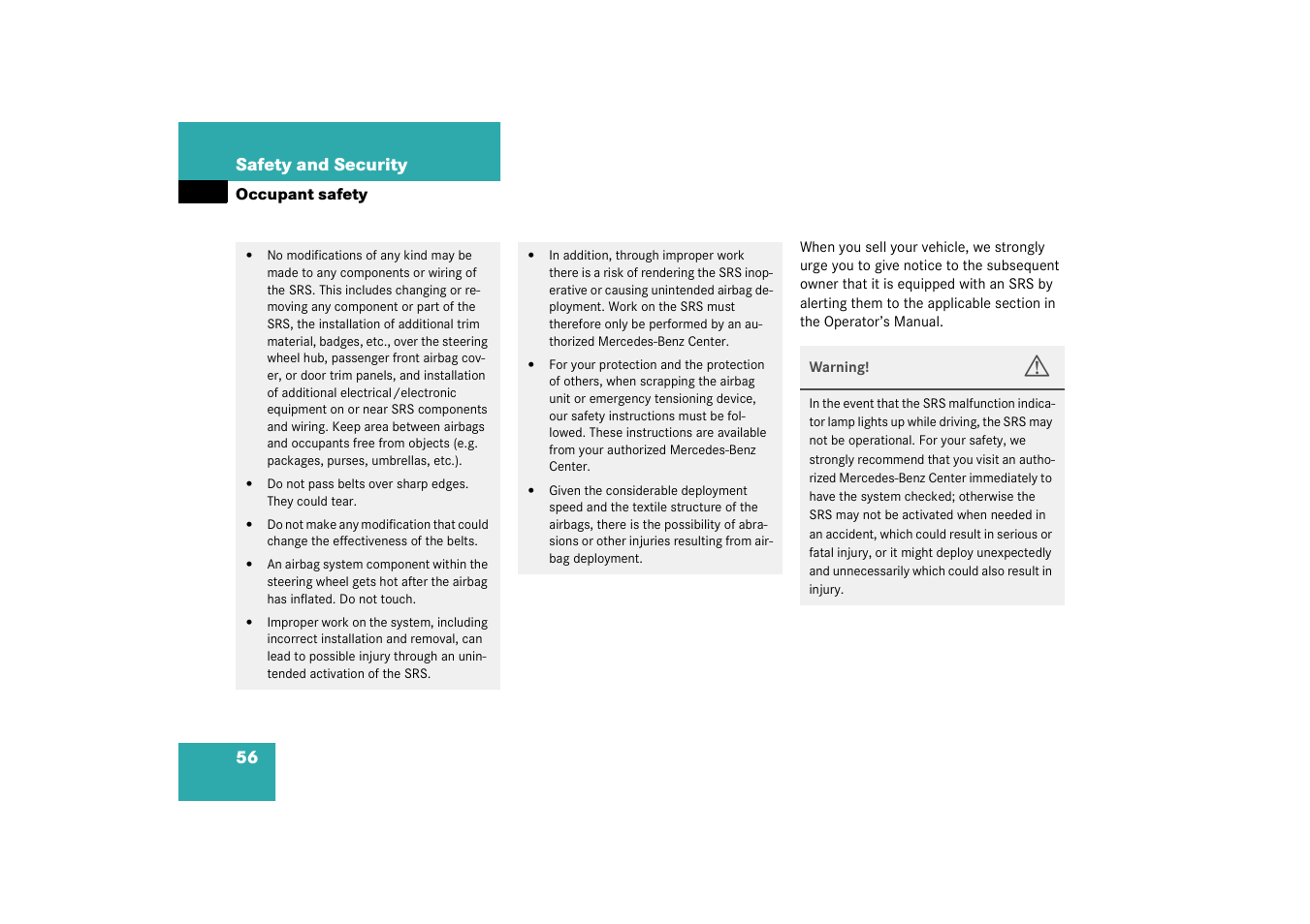 Mercedes-Benz 2003 SL 55 AMG User Manual | Page 56 / 376