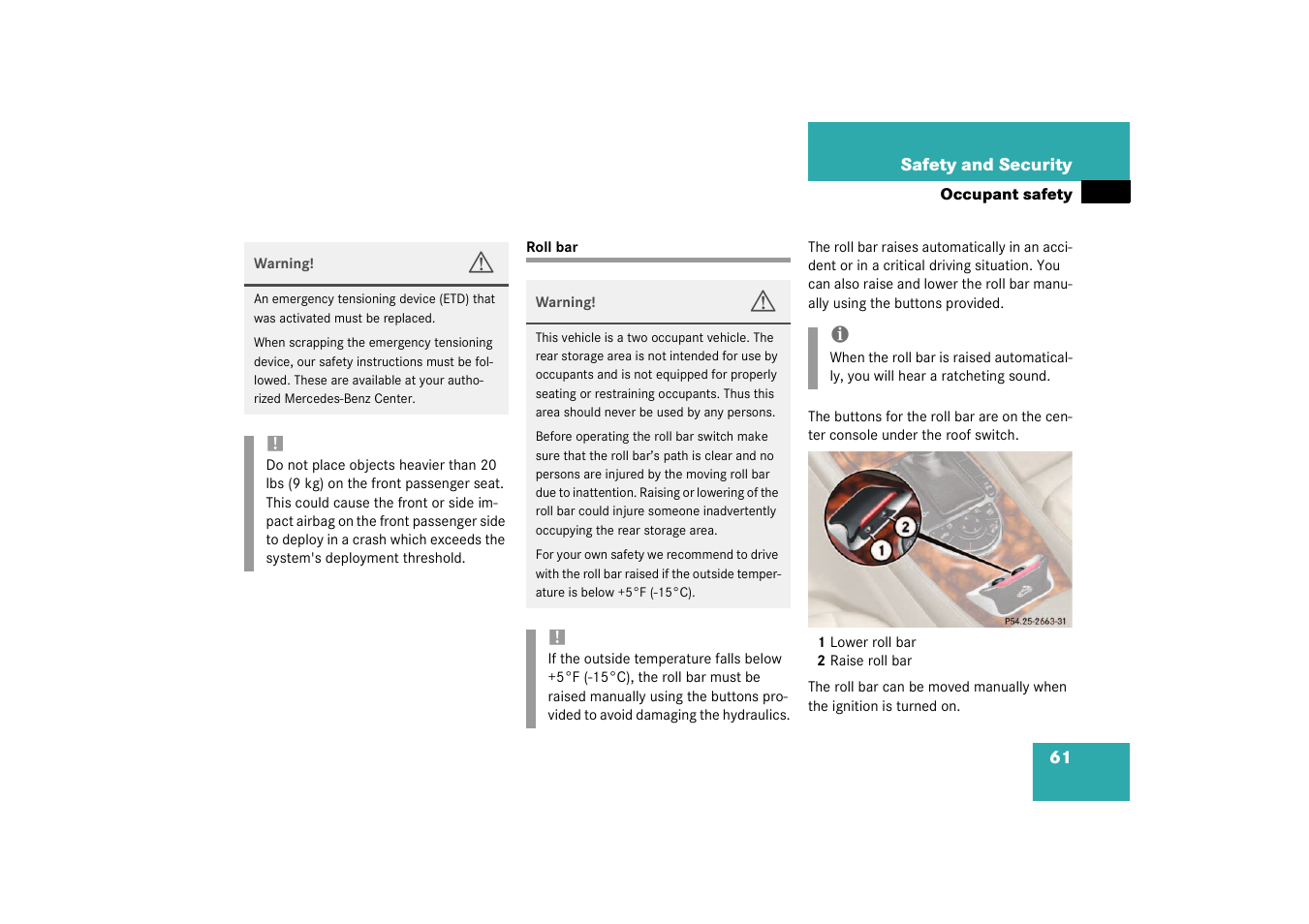 Roll bar | Mercedes-Benz 2003 SL 55 AMG User Manual | Page 61 / 376