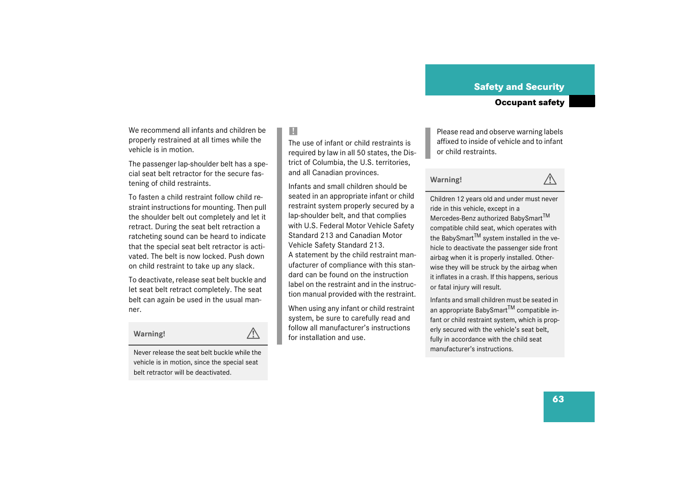 Mercedes-Benz 2003 SL 55 AMG User Manual | Page 63 / 376