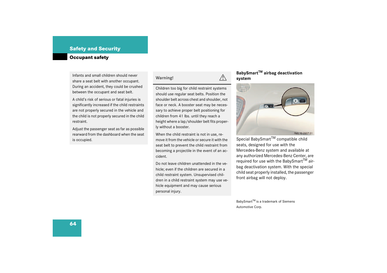 Mercedes-Benz 2003 SL 55 AMG User Manual | Page 64 / 376