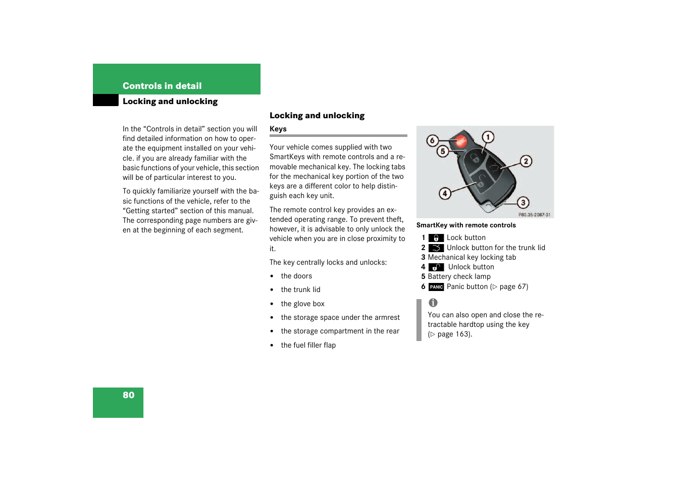 Locking and unlocking, Keys | Mercedes-Benz 2003 SL 55 AMG User Manual | Page 80 / 376