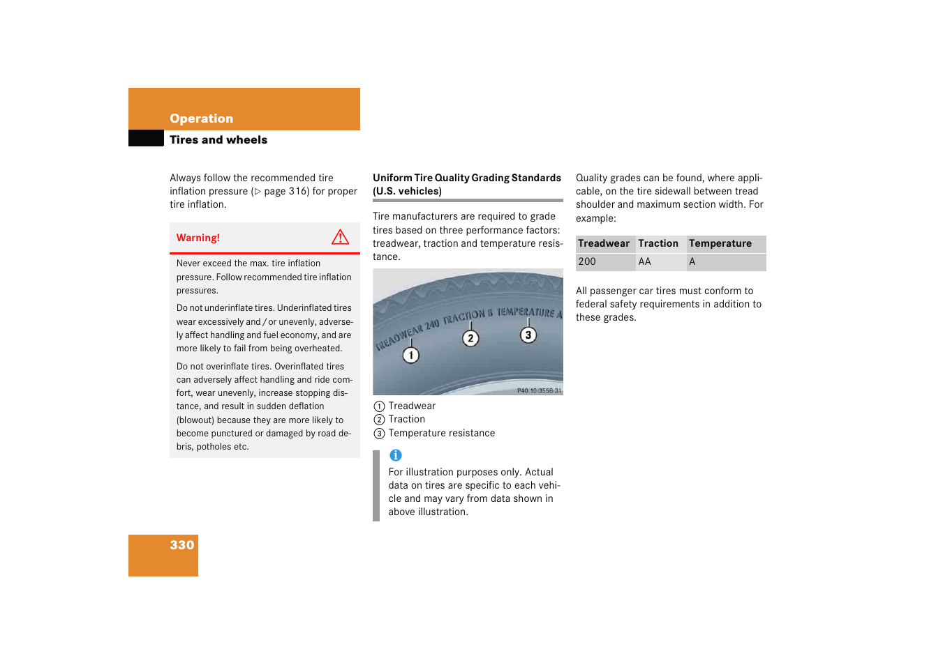 Uniform tire quality grading standards | Mercedes-Benz 2005 E 320 User Manual | Page 331 / 491