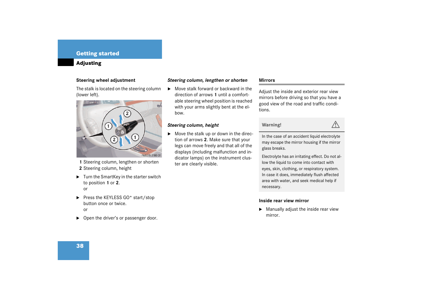 Mirrors:adjusting;adjusting:mirrors, Mirrors | Mercedes-Benz 2003 S 500 User Manual | Page 38 / 416