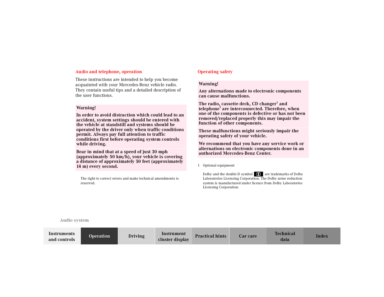 Mercedes-Benz 2000 CLK 320 User Manual | Page 125 / 323