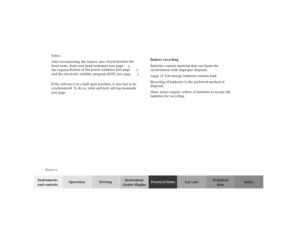 Mercedes-Benz 2000 CLK 320 User Manual | Page 262 / 323