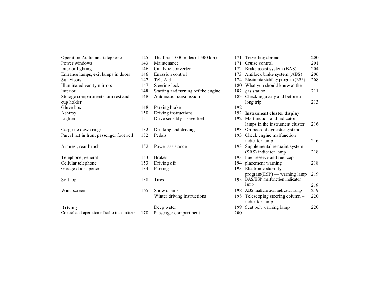 Mercedes-Benz 2000 CLK 320 User Manual | Page 4 / 323