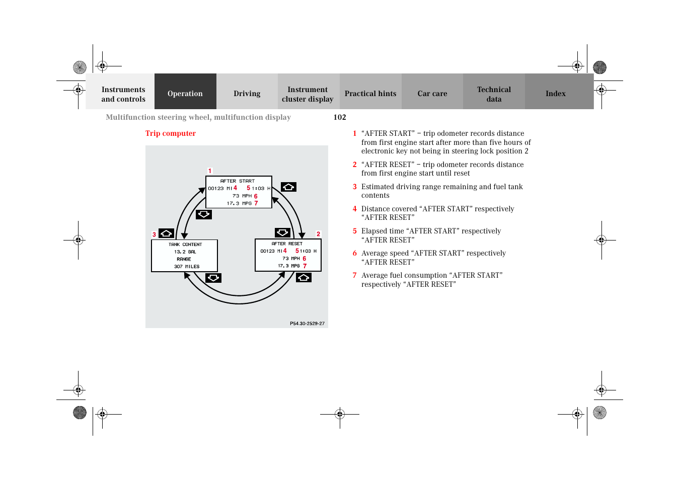 Trip computer | Mercedes-Benz 2002 CLK 320  EN User Manual | Page 105 / 346