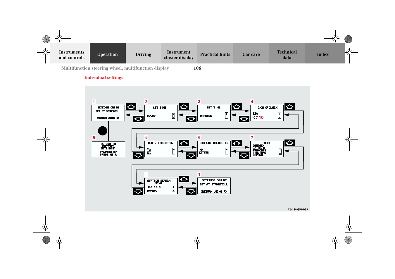 Individual settings | Mercedes-Benz 2002 CLK 320  EN User Manual | Page 109 / 346