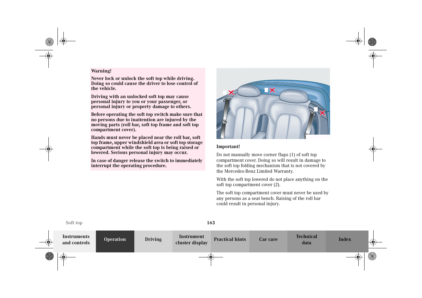 Mercedes-Benz 2002 CLK 320  EN User Manual | Page 166 / 346