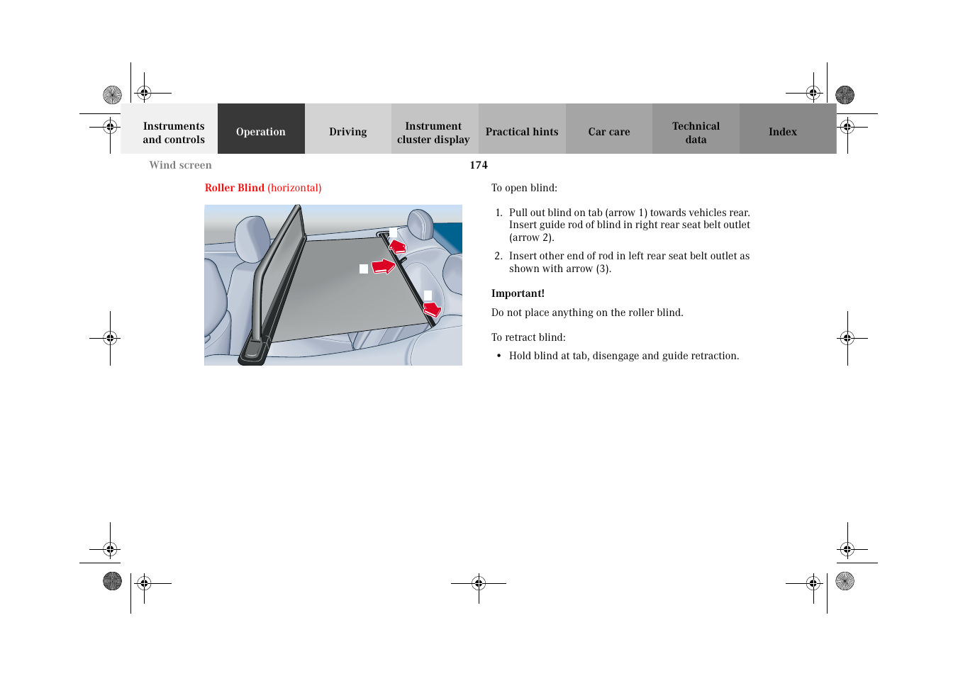 Roller blind:horizontal | Mercedes-Benz 2002 CLK 320  EN User Manual | Page 177 / 346