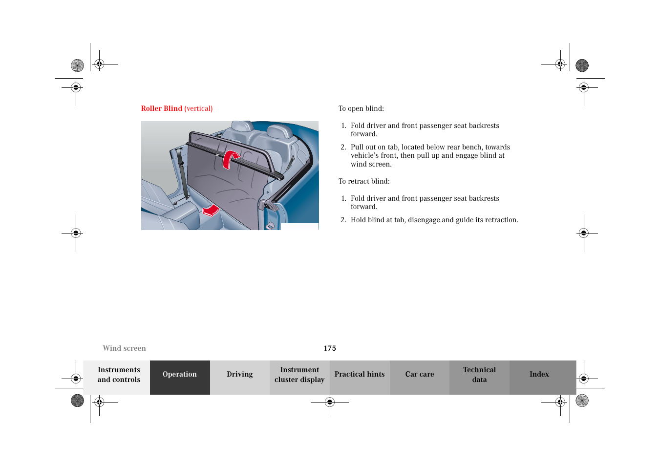 Roller blind:vertical | Mercedes-Benz 2002 CLK 320  EN User Manual | Page 178 / 346
