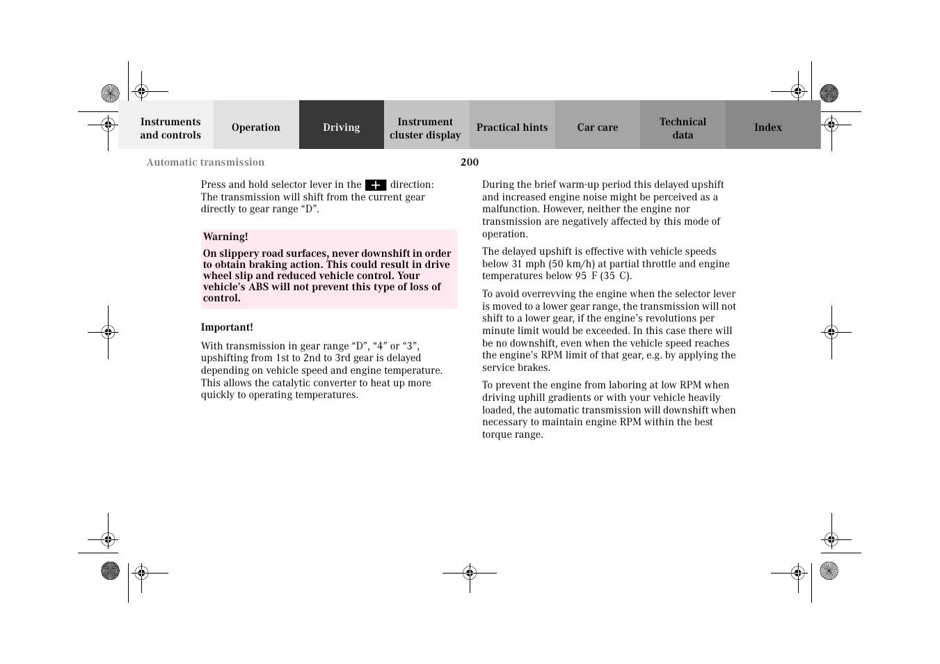 Mercedes-Benz 2002 CLK 320  EN User Manual | Page 203 / 346