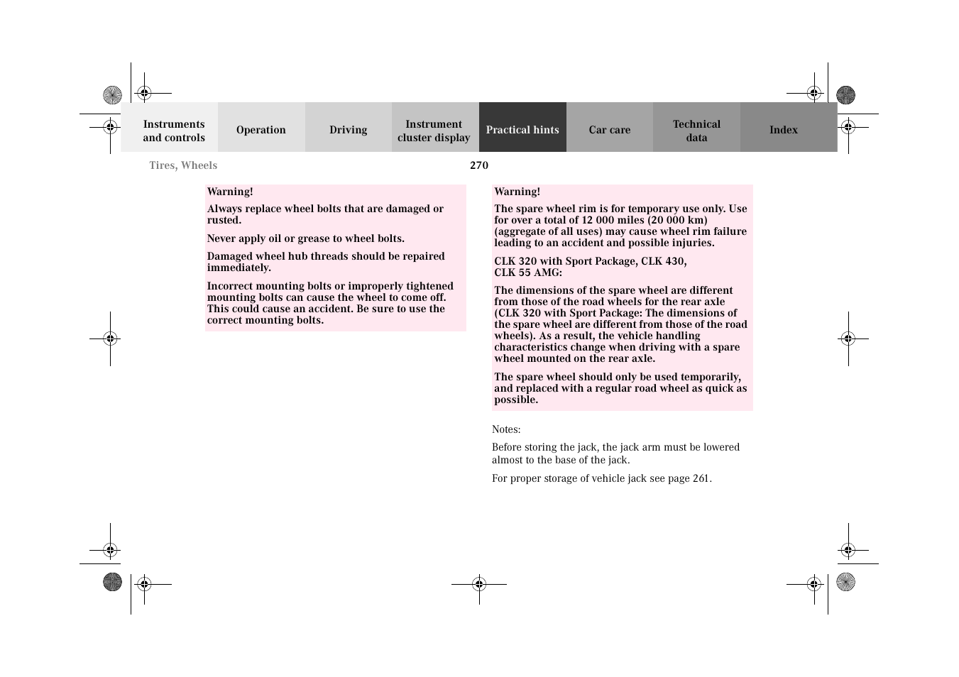 Mercedes-Benz 2002 CLK 320  EN User Manual | Page 273 / 346