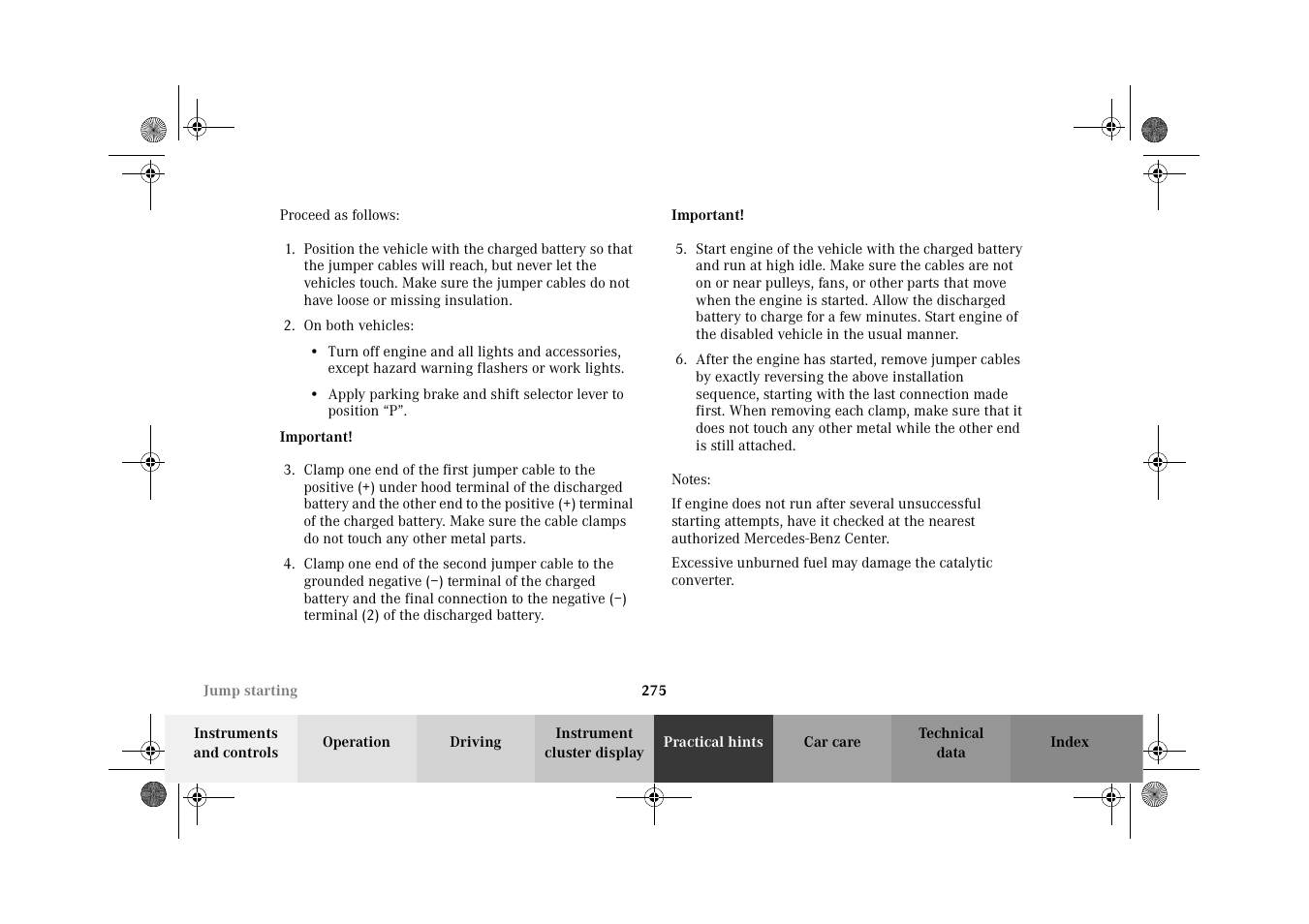 Mercedes-Benz 2002 CLK 320  EN User Manual | Page 278 / 346