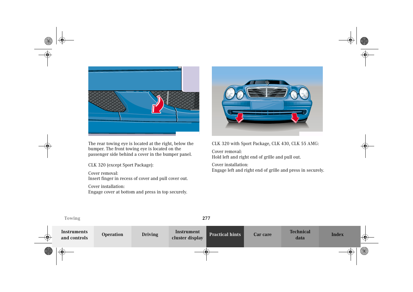 Mercedes-Benz 2002 CLK 320  EN User Manual | Page 280 / 346