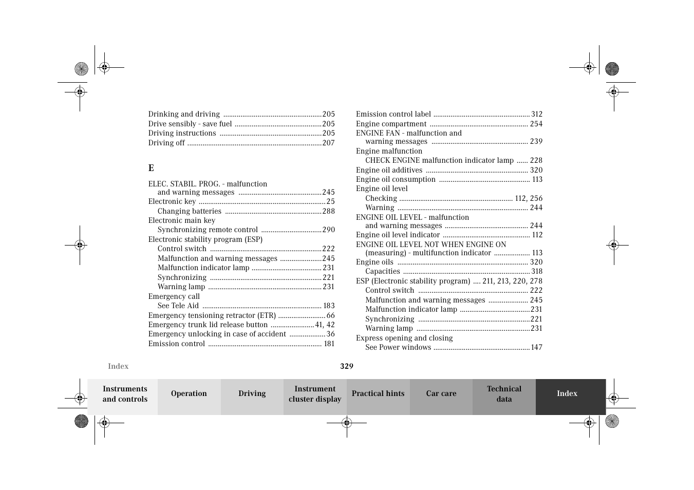 Mercedes-Benz 2002 CLK 320  EN User Manual | Page 332 / 346
