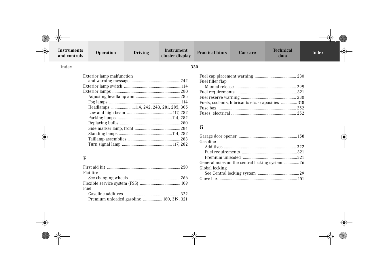 Mercedes-Benz 2002 CLK 320  EN User Manual | Page 333 / 346