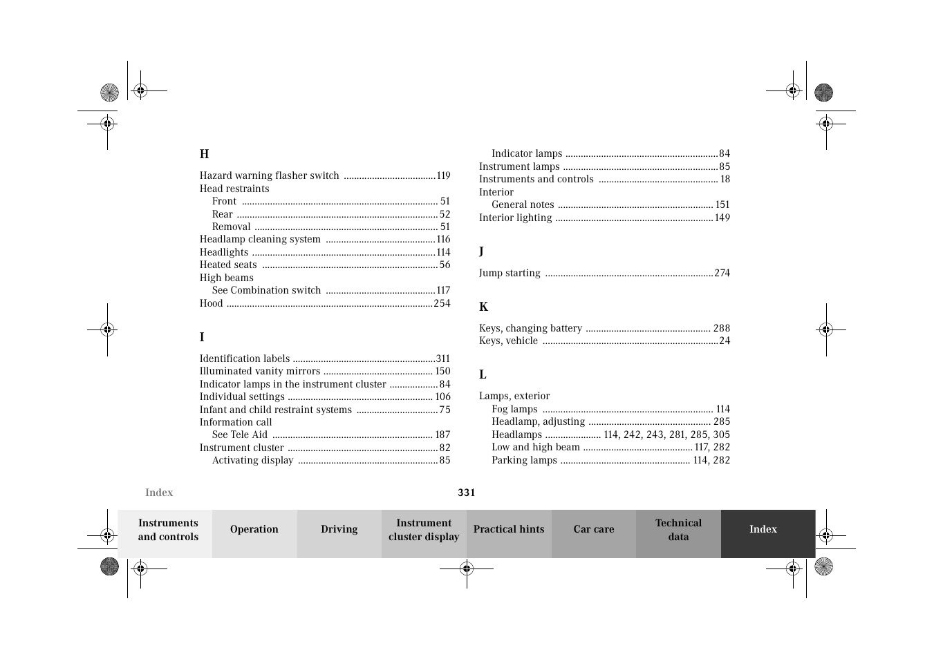 Mercedes-Benz 2002 CLK 320  EN User Manual | Page 334 / 346