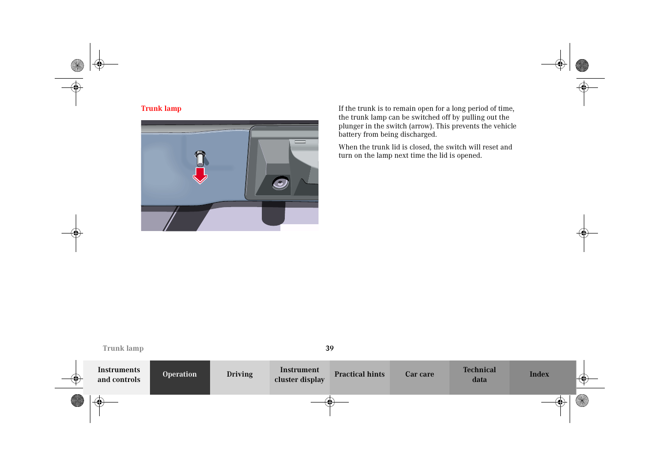 Trunk lamp | Mercedes-Benz 2002 CLK 320  EN User Manual | Page 42 / 346