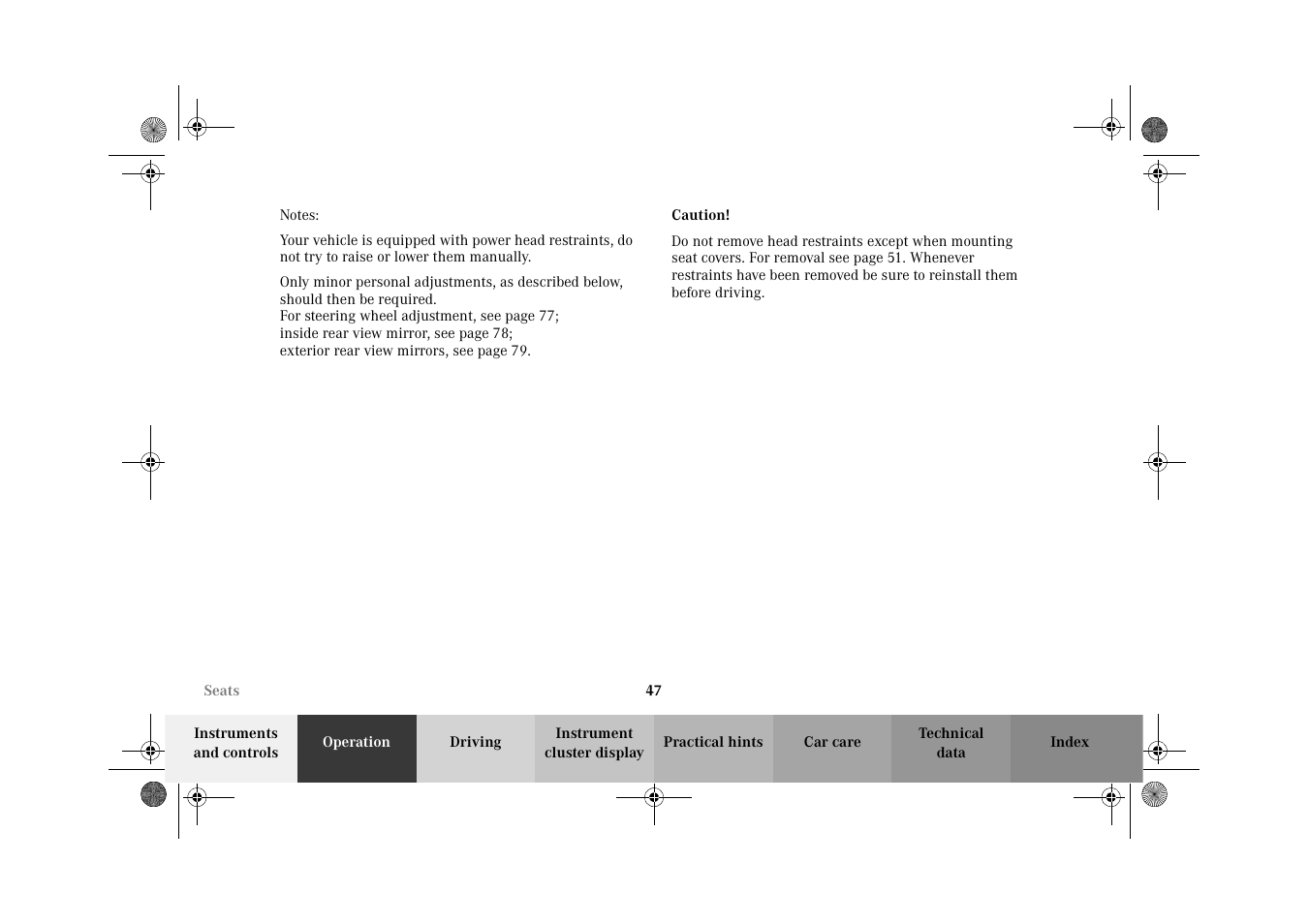 Mercedes-Benz 2002 CLK 320  EN User Manual | Page 50 / 346